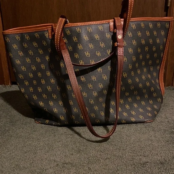 Dooney & Bourke Black and Tan Monogram Tote